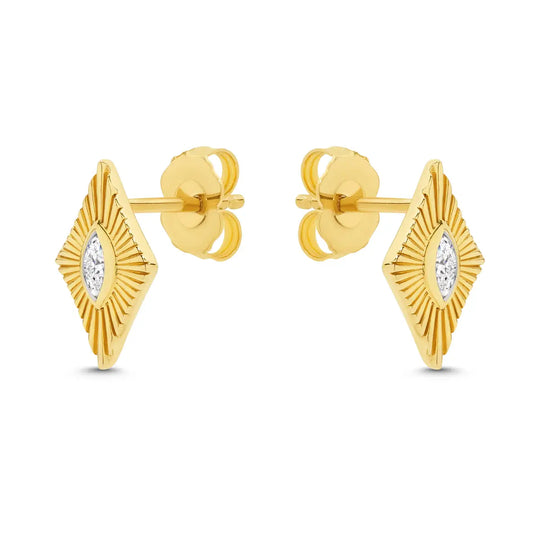 9ct Gold 0.11ct Diamond Sunburst Stud Earrings