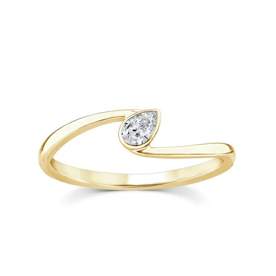 9ct Gold 0.12ct Pear Lab-Grown Diamond Swirl Ring
