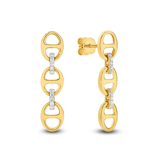 9ct Gold 0.10ct Diamond Anchor Link Drop Earrings