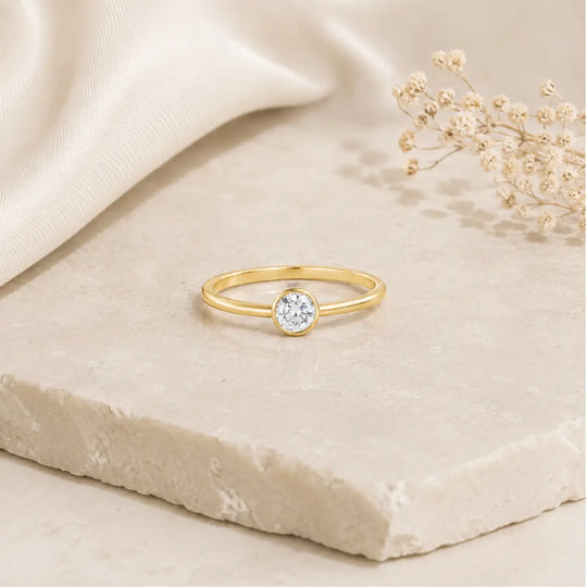 9ct Gold 0.25ct Lab-Grown Diamond Solitaire Fine Band Ring