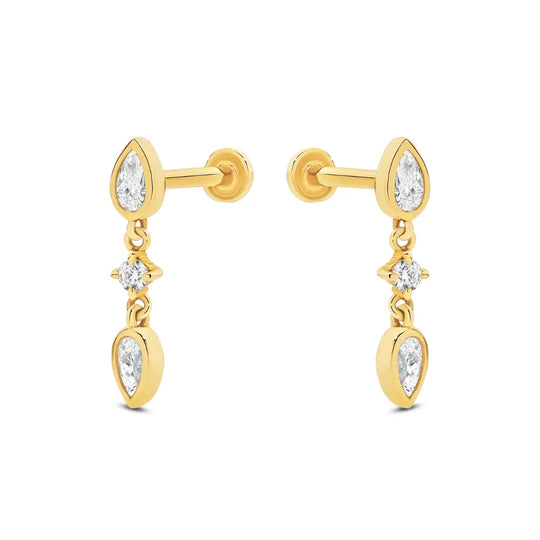 9ct Gold 0.33ct Diamond Drop Stud Earrings