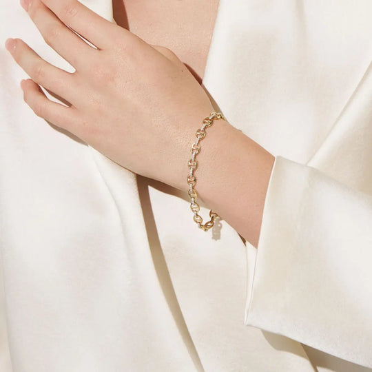 9ct Gold 0.50ct Diamond Mariner Link Bracelet