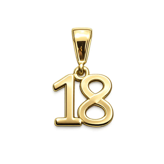 9ct Yellow Gold 18 Pendant (15x10mm)