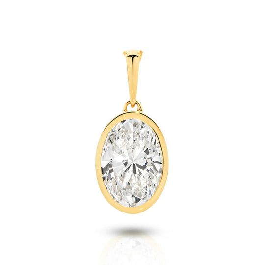 9ct Gold 1ct Lab-Grown Oval Diamond Pendant
