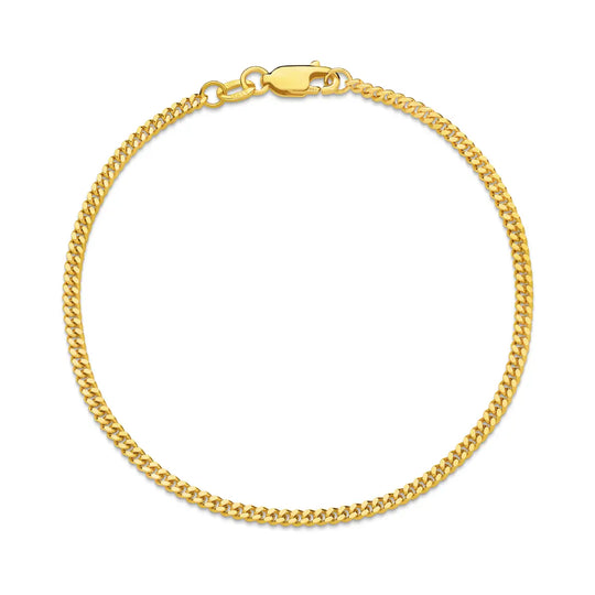 9ct Yellow Gold 2.16mm Diamond Cut Curb Bracelet