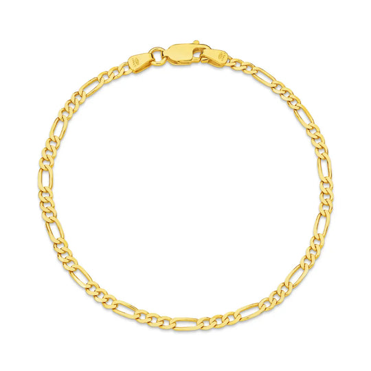 9ct Yellow Gold 2.4mm Diamond Cut Figaro Bracelet