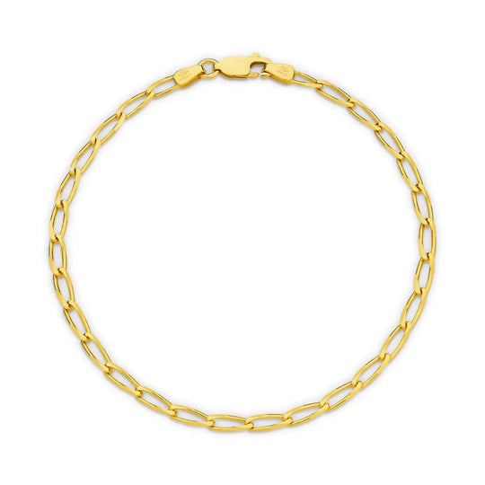 9ct Gold 2.8mm Diamond Cut Long Flat Curb Bracelet