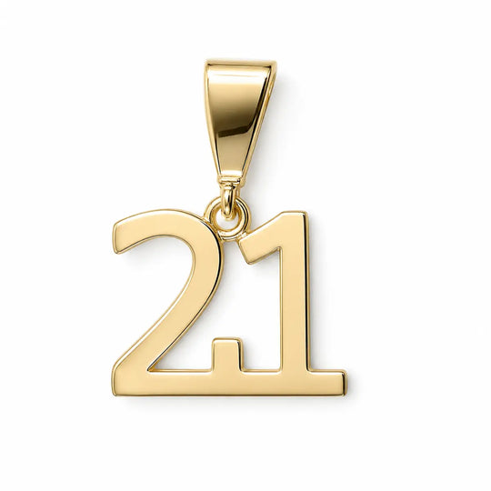 9ct Yellow Gold 21 Pendant (15x10mm)
