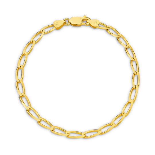 9ct Gold 3.56mm Diamond Cut Long Flat Curb Bracelet
