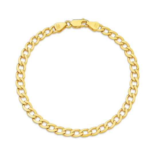 9ct Gold 4.84mm Solid Diamond Cut Flat Curb Bracelet