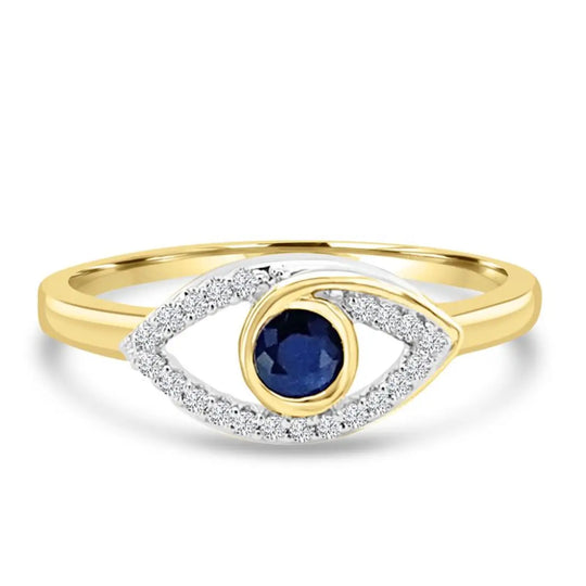 9ct Gold Diamond and Sapphire Evil Eye Ring
