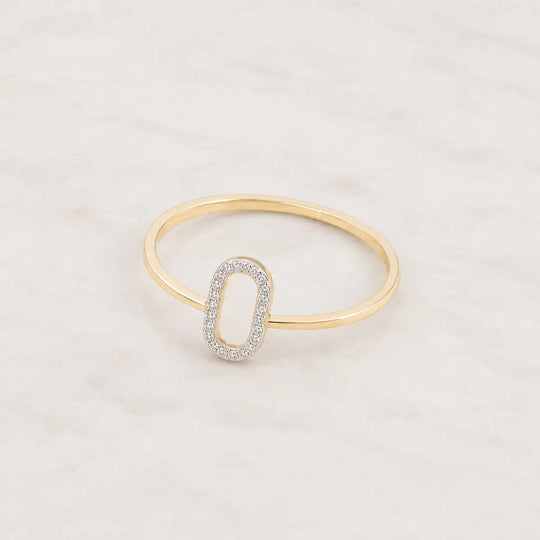9ct Gold Open Oval Diamond Ring