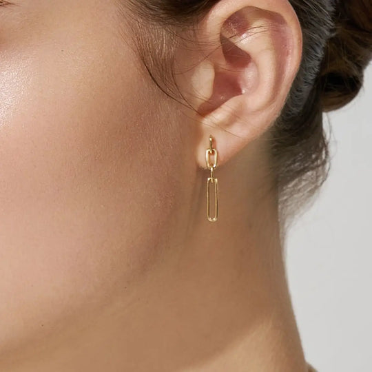 9ct Gold Graduating Paperclip Drop Earrings