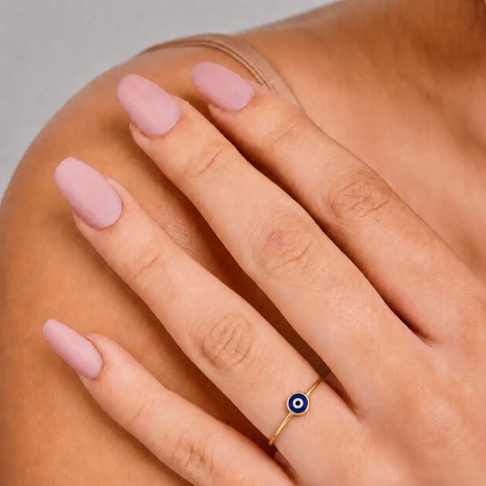 9ct Gold Petite Nazar Evil Eye Ring