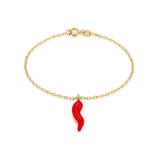 9ct Gold Red Italian Horn Bracelet