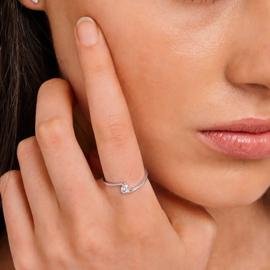 9ct White Gold 0.15ct Oval Lab-Grown Diamond Swirl Ring