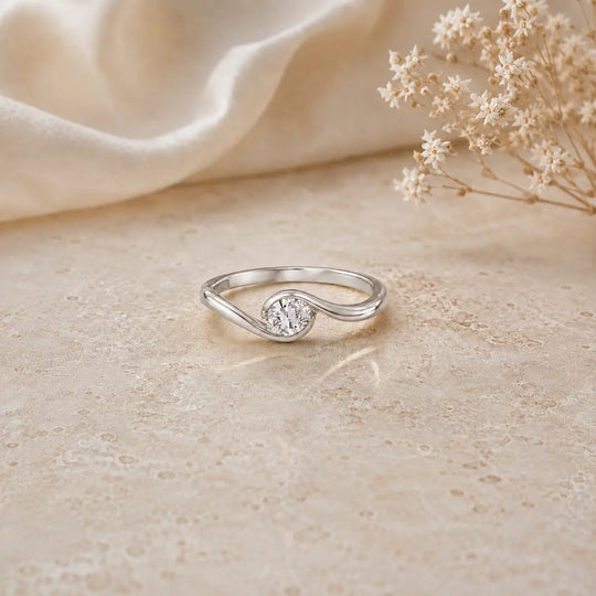 9ct White Gold 0.33ct Oval Lab-Grown Diamond Swirl Ring