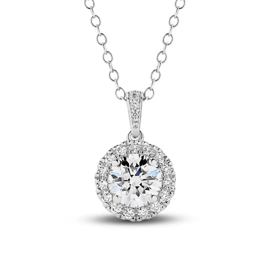 9ct White Gold 1.05ct Lab-Grown Diamond Halo Necklace