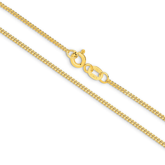 9ct Gold 1.40mm Diamond Cut Curb Chain