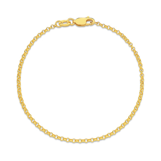 9ct Yellow Gold 2.04mm Belcher Chain Bracelet 19cm | Italian Made