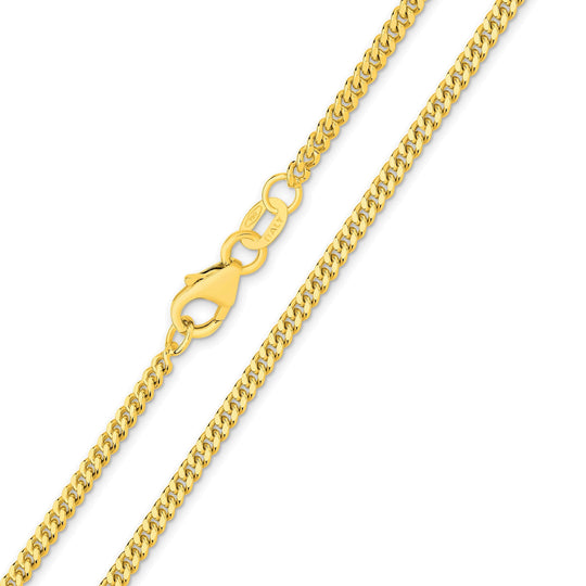 9ct Gold 2.16mm Diamond Cut Curb Chain