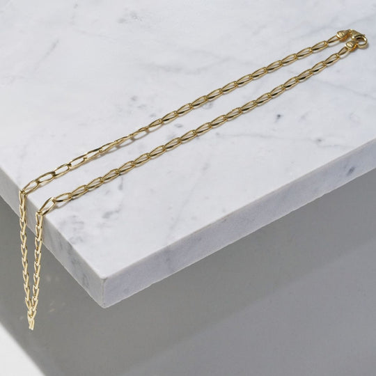 9ct Yellow Gold 3.56mm Diamond Cut Long Flat Curb Chain