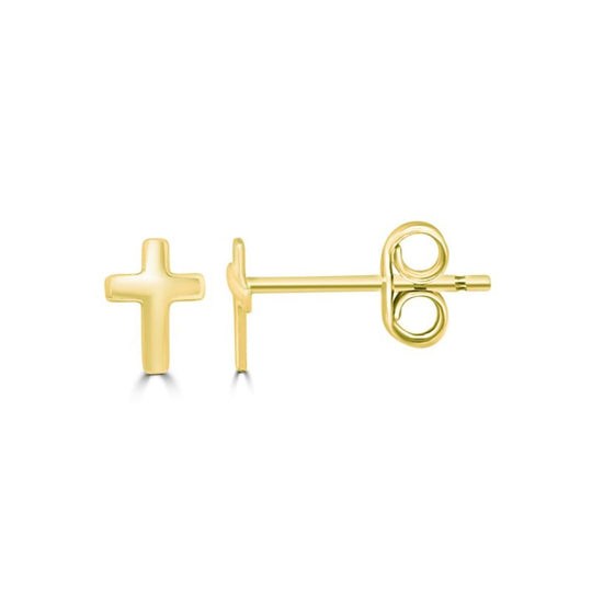 9ct Yellow Gold Cross Stud Earrings