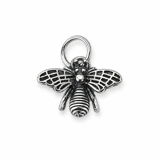 Blackened Sterling Silver Honey Bee Charm Pendant