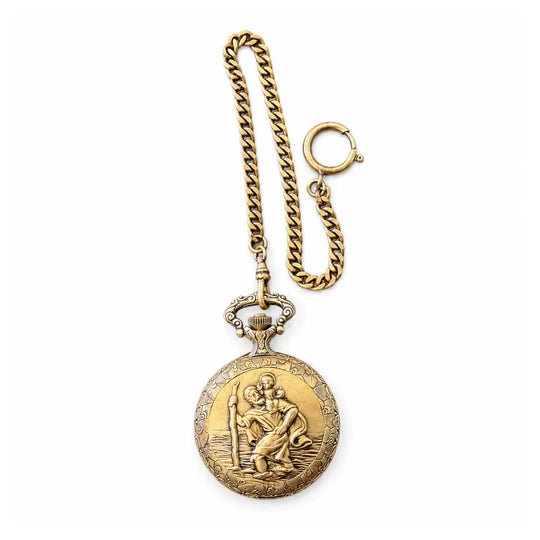 Classique St. Christopher Religious Pocket Watch
