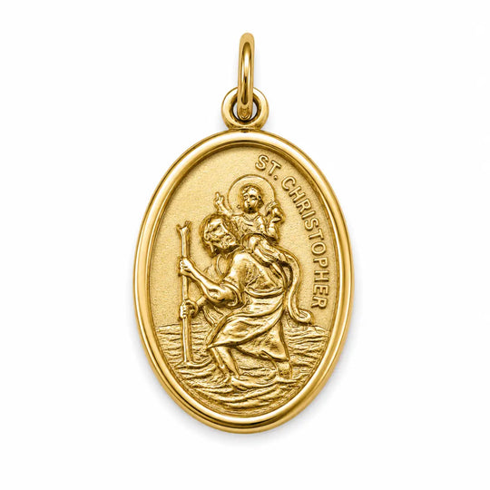 Gold Plated Sterling Silver 21x15mm St Christopher Medal Pendant