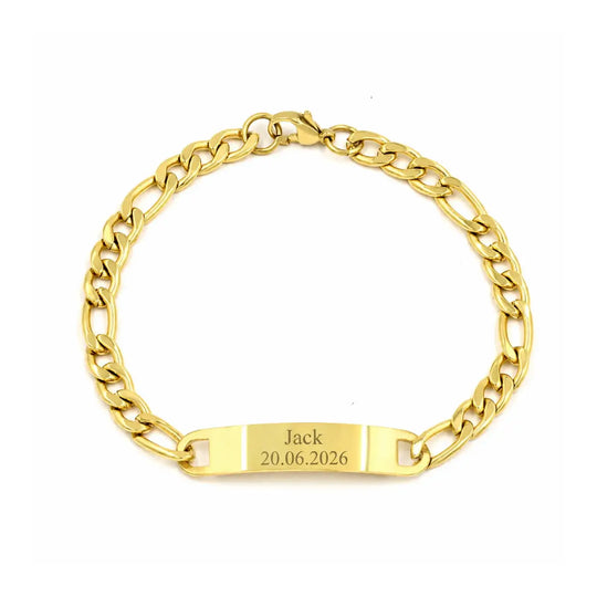 Personalised Gold Stainless Steel Figaro ID Bracelet