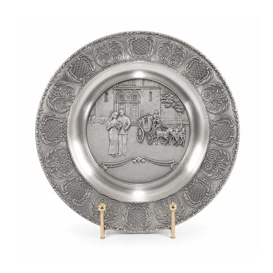 23cm Engravable Pewter Wedding Presentation Plate