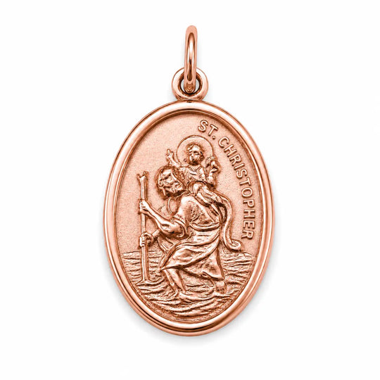 Rose Gold Plated Sterling Silver 21x15mm St Christopher Medal Pendant