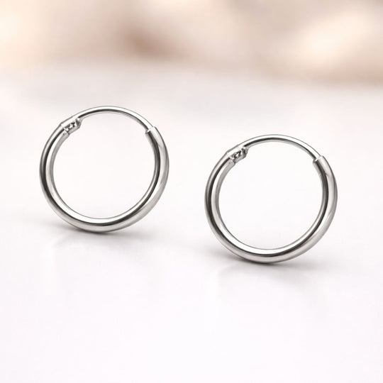 Sterling Silver 12mm Hinged Endless Hoop Earrings