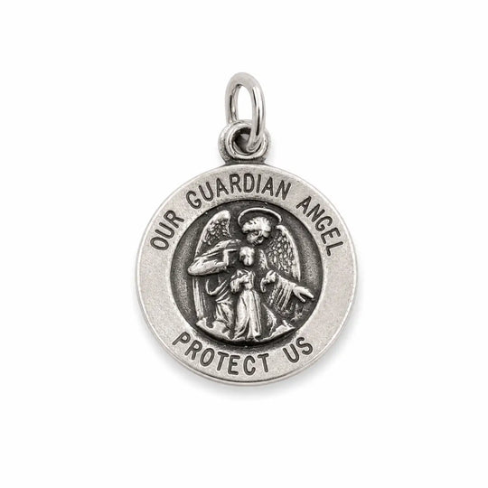 Sterling Silver 12mm Guardian Angel Medal Pendant