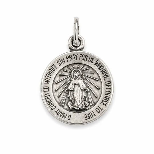 Sterling Silver 12mm Miraculous Medal Pendant
