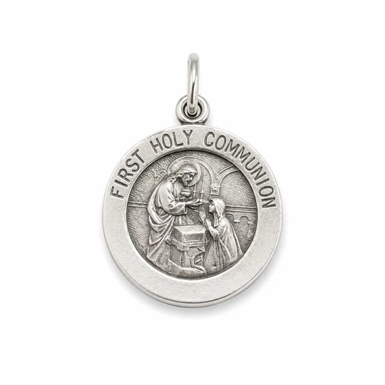 Sterling Silver 15mm First Holy Communion Medal Pendant