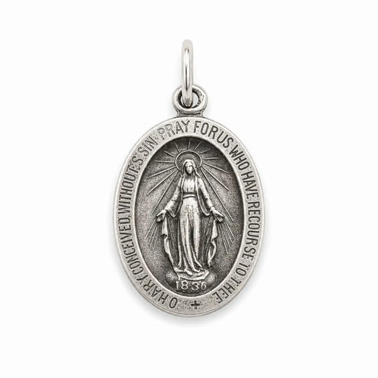 Sterling Silver 15x11mm Miraculous Medal Pendant