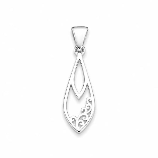 Sterling Silver Open Scroll Teardrop Pendant