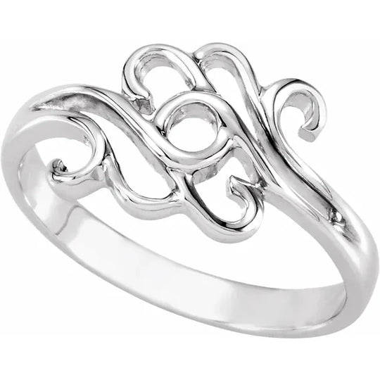 10ct White Gold Ornamental Scroll Ring