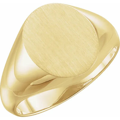 14x12mm Oval Men's Signet Ring in 10K Gold with Free Laser Engraving