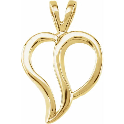 10K Yellow Gold Heart Pendant, size 18.5x12mm in size