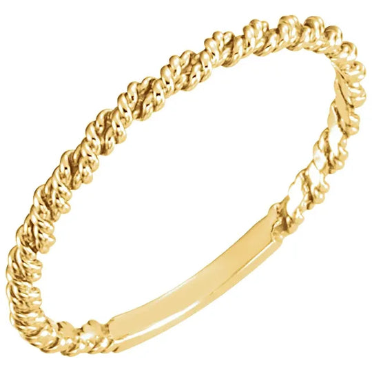2mm Twisted Rope Band Stackable Ring in Yellow Gold