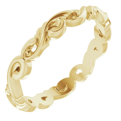 Sculptural Scroll Band in 10K Yellow Gold - Beauty and Style.