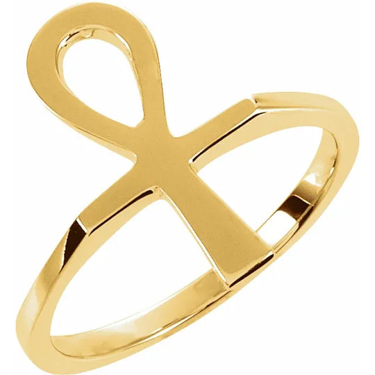 10ct Yellow Gold Ankh Cross Ring.