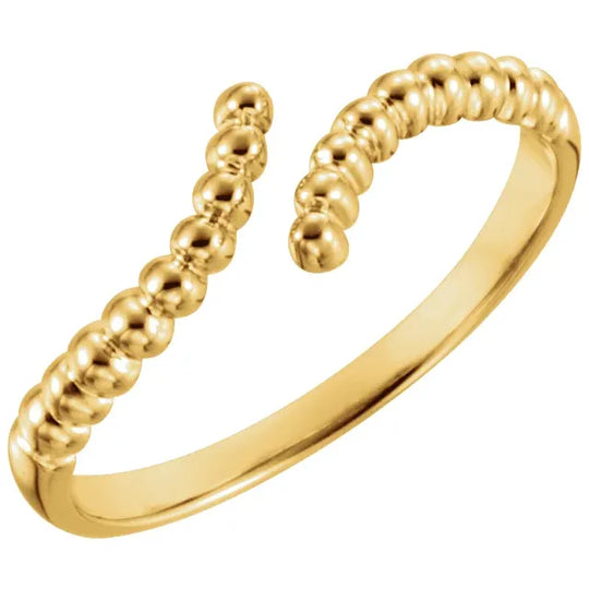10ct Yellow Gold Beaded Open Bypass Ring – Modern Design