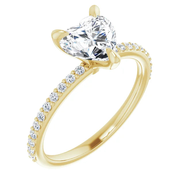 Heart-Shaped 1.32CTW Moissanite Engagement Ring with Accents in 10K yellow Gold from Jewels of St Leon Affordable Engagement Rings Australia