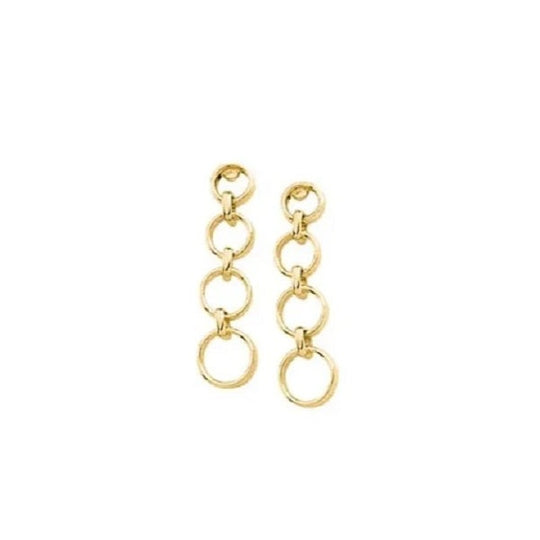 10ct Yellow Gold Graduated Circle Dangle Earrings – Elegant Drop Design