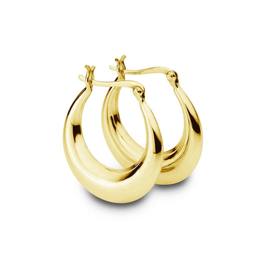 14K Gold-Plated Sterling Silver 26mm Fancy Tapered Oval Hoop Earrings