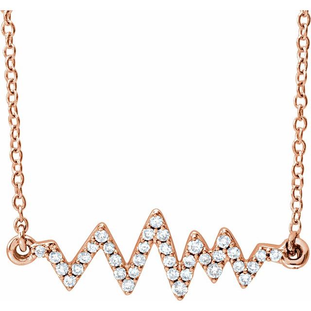 The heart beat rose gold necklace for women is a stunning piece of jewellery that features a 22.8x6.8mm centre pendant adorned with 35 natural diamonds, adding a touch of elegance and sparkle. The necklace comes with a 40-45cm adjustable chain, ensuring a comfortable fit for any wearer. Available from Jewels of St Leon Online Jewellery Australia
